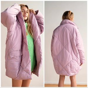 NWT Free People Ella Oversized Puffer Jacket Cost Wisteria Dawn Purple Size XL